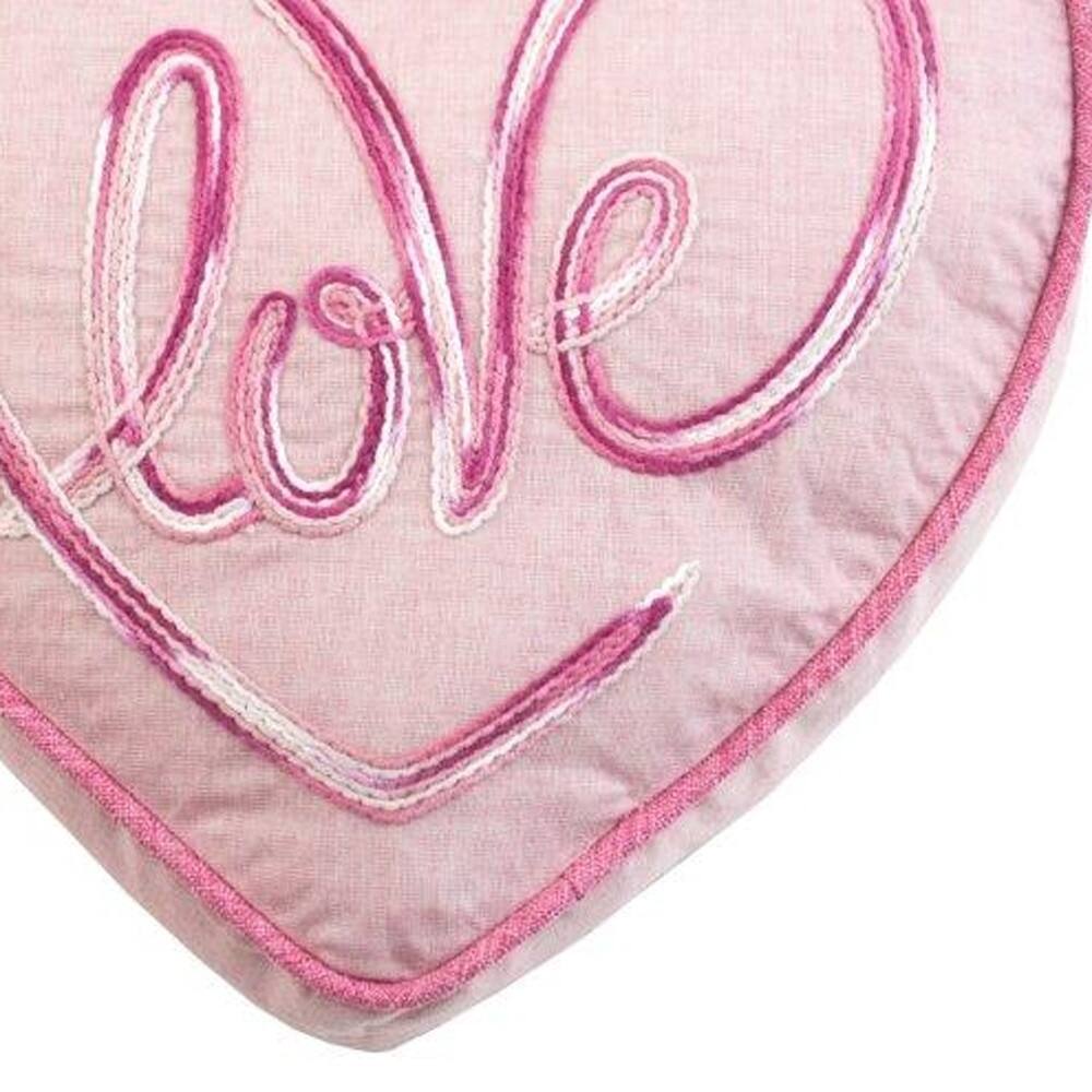 15" X 16" Pink And Rose Heart Love Throw Pillow with Embroidery Bed